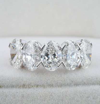 5 CT Oval Cut Lab Grown Diamond Half Eternity Wedding Band for Women