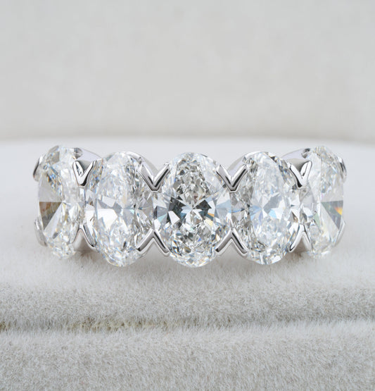 5 CT Oval Cut Lab Grown Diamond Half Eternity Wedding Band for Women