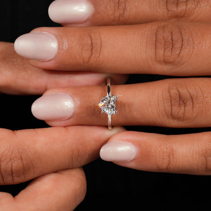 1.00CT Heart Lab  Diamond Engagement Ring – Hidden Halo Solitaire Ring for Her