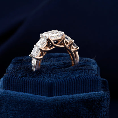 4.15 TCW Asscher Lab Diamond Engagement Ring, Wedding Anniversary Ring
