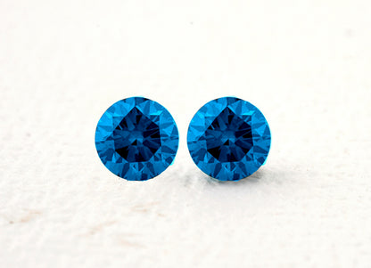 Blue Color Round Lab Grown Diamonds For Studs Blue Color Loose Diamond For Engagement Ring Conflict Free Blue Diamond Anniversary Gift