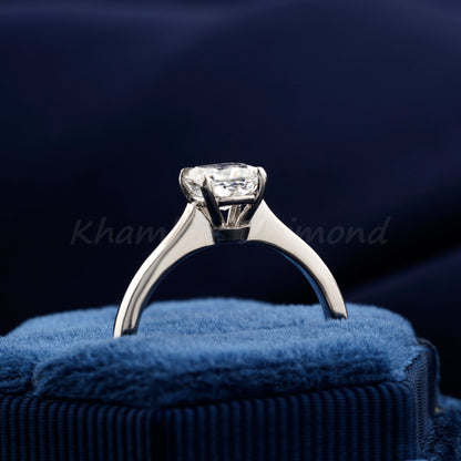 Cushion Cut Lab Diamond Solitaire Engagement Ring – Anniversary Gift for Her