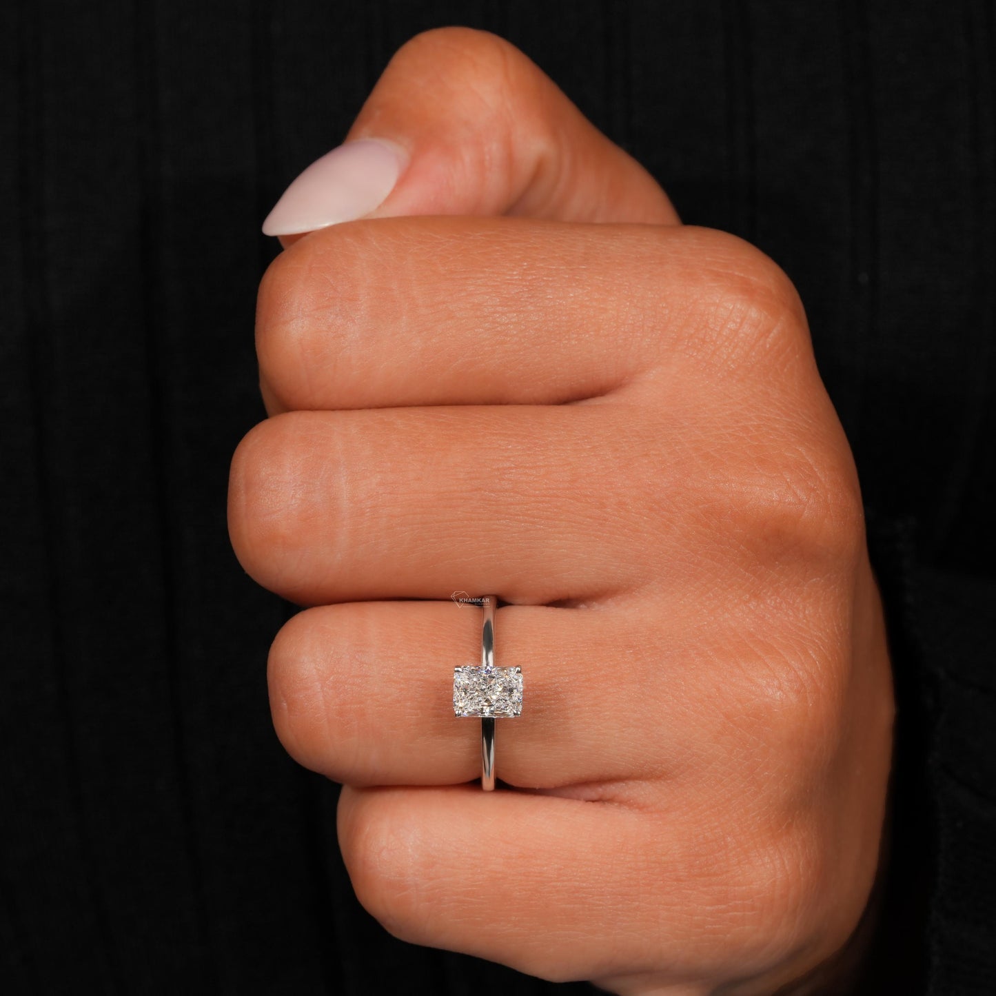 1.00 CT Radiant Cut Lab Grown Diamond Solitaire Engagement Ring