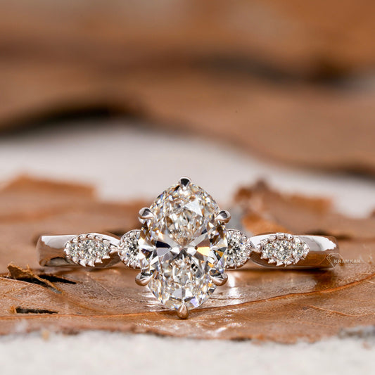 1. 1.00CT Oval Lab Diamond Ring – Vintage Milgrain Engagement Ring