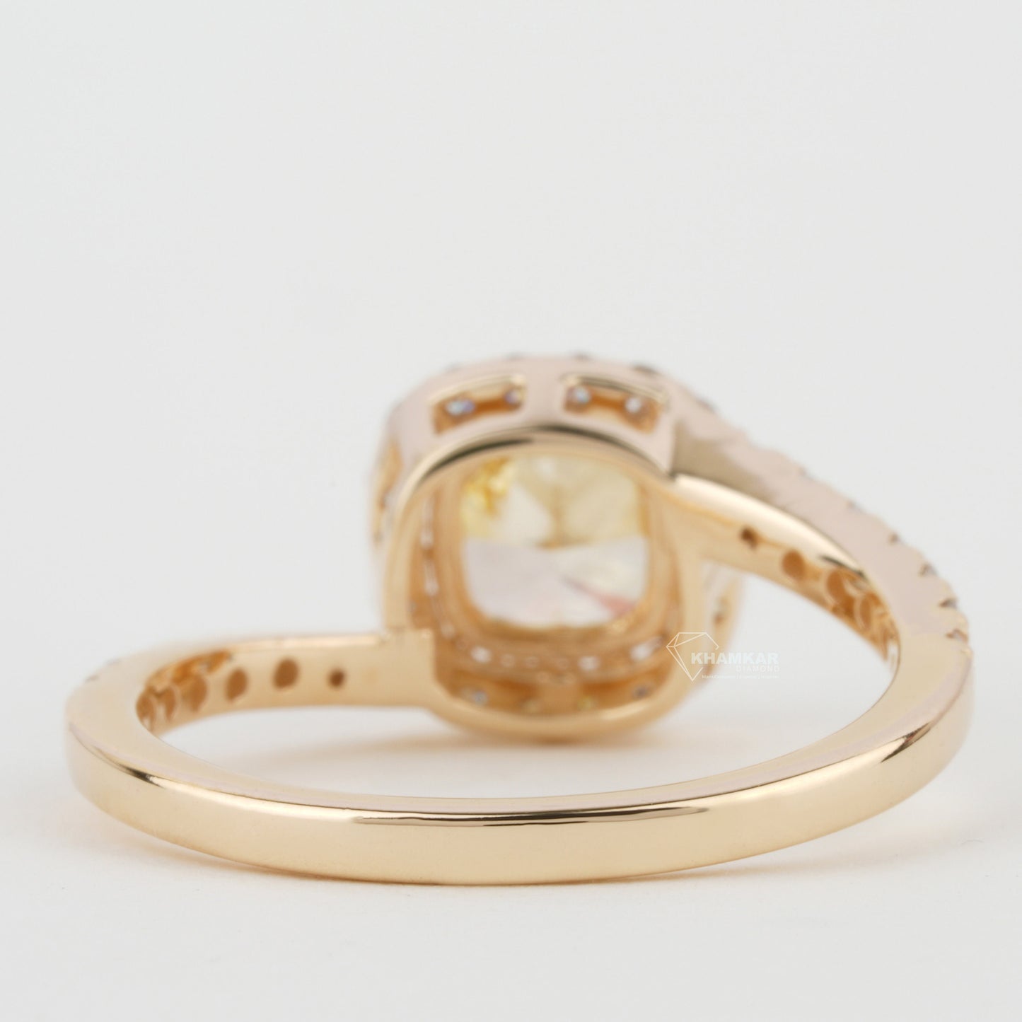 1.00 CT Yellow Colored Cushion Cut Lab Grown Diamond Engagement Ring,Eco-Friendly Diamond Ring,East to West Setting, CVD/HPHT