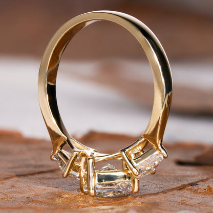 1CT Princess Cut Lab Grown Diamond Three Stone Ring