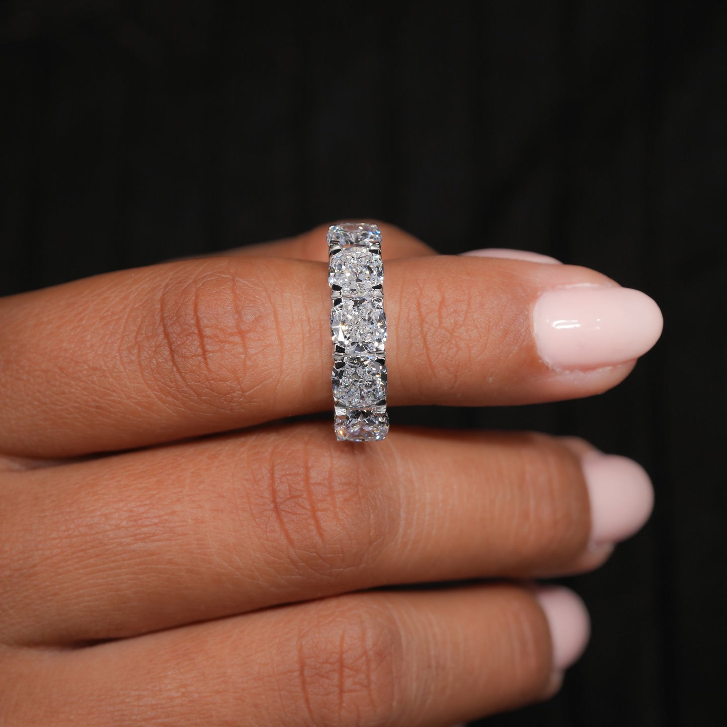 5 TCW Cushion Cut Lab Diamond Band | Five Stone Wedding Ring