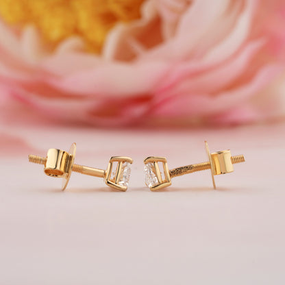 Trillion Cut Lab Diamond Screw Back Stud Earrings | Gift for Her