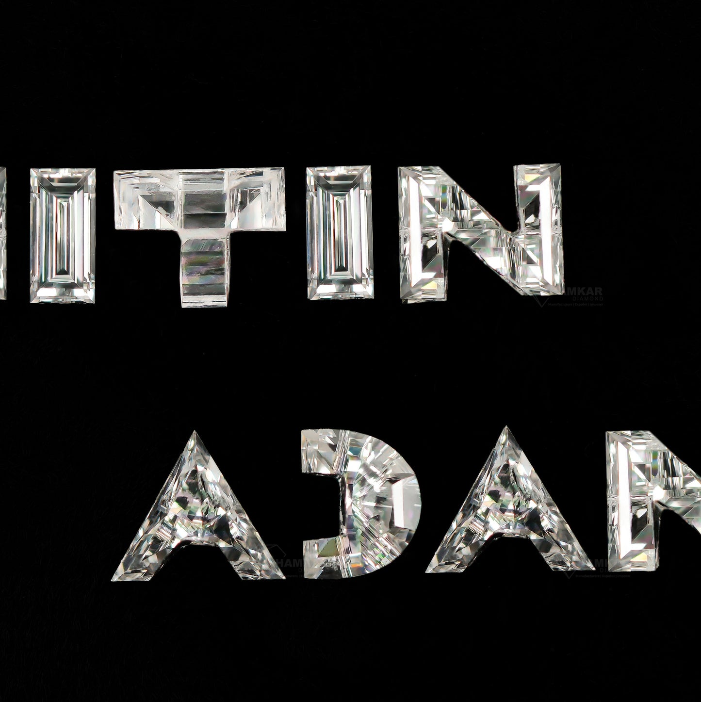 1.22CT"NITIN ADANI" Letter Alphabetical Initial Lab Grown Loose Diamond Customized Pendant For Gift Alphabet Pendant CVD For Hip Hop Jewelry
