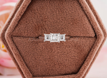 Princess Cut Lab Diamond Three Stone Ring Wedding Ring