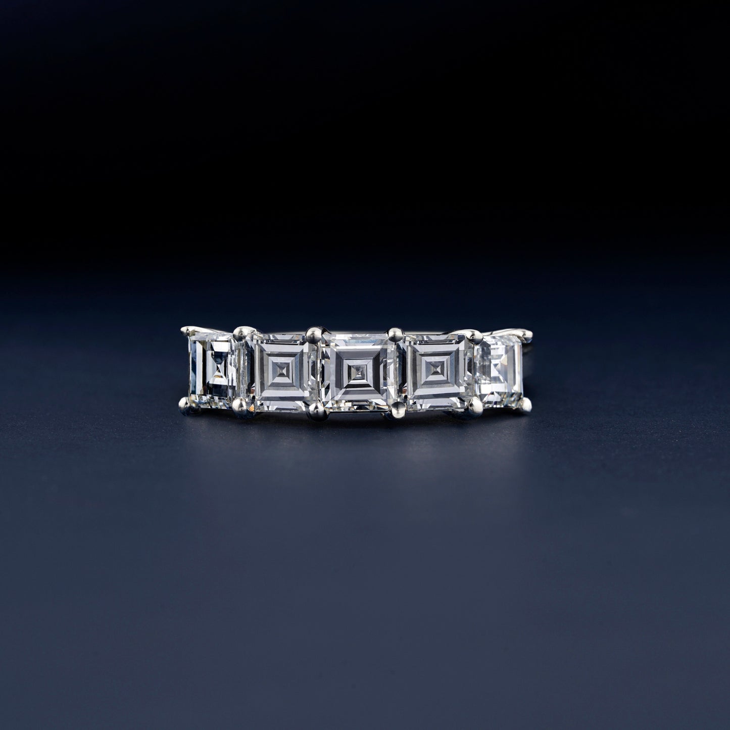 2.00 TCW Carre Cut Lab Grown Diamond Eternity Band | 5 Stone Half Eternity Wedding Ring