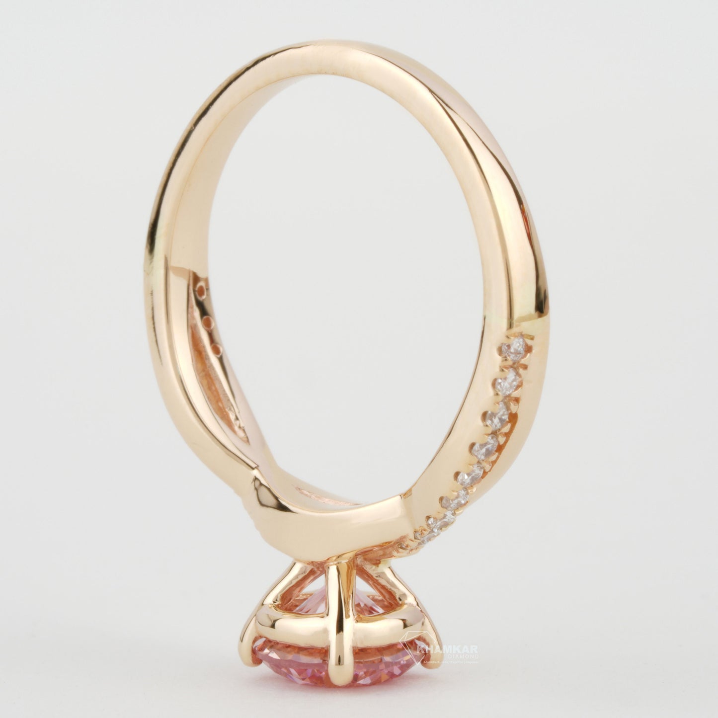 Pink Round Cut Lab Created Diamond Twisted Engagement Ring