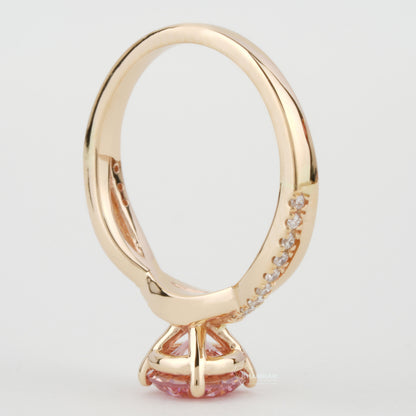 Pink Round Cut Lab Created Diamond Twisted Engagement Ring