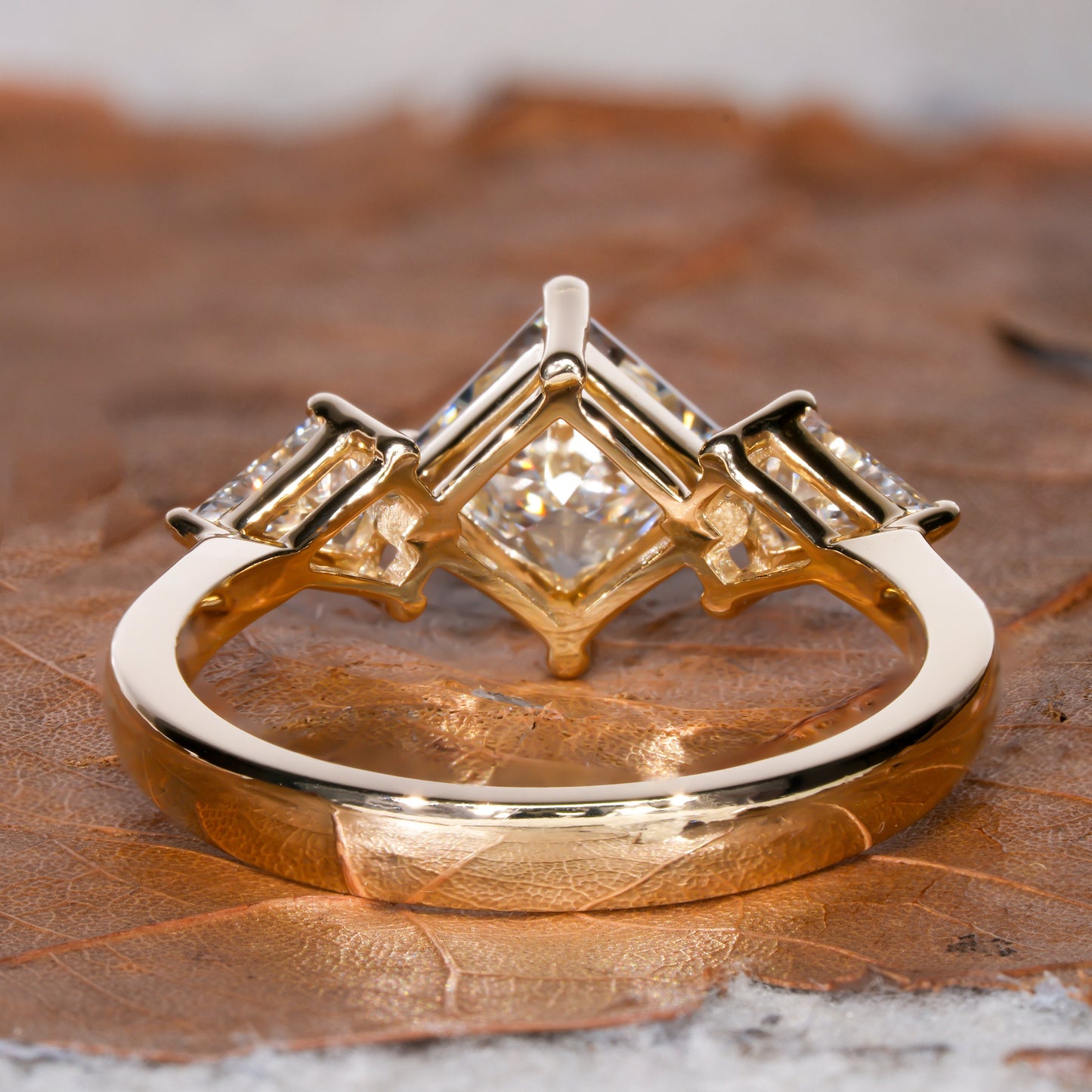1CT Princess Cut Lab Grown Diamond Three Stone Ring