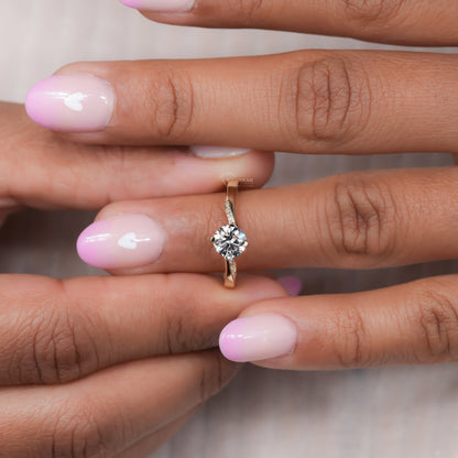Round Lab Diamond Engagement Ring – Twisted Pave Band
