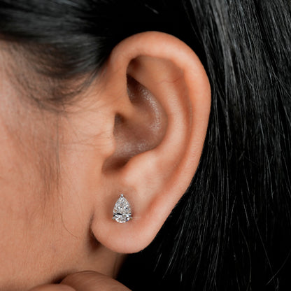 2ct Pear Cut Lab Grown Diamond Solitaire Stud Earrings