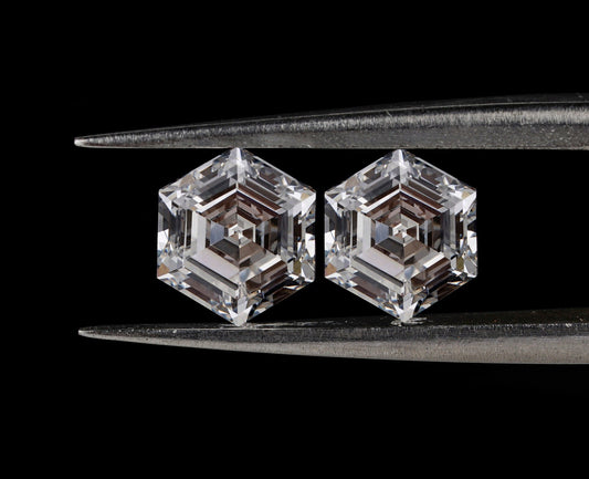 Hexagon Lab grown Diamonds Pair For 18K Solid Gold Lab Grown Diamond Earrings For Solitaire Studs HPHT/CVD Diamond Stud For Stunning Gift