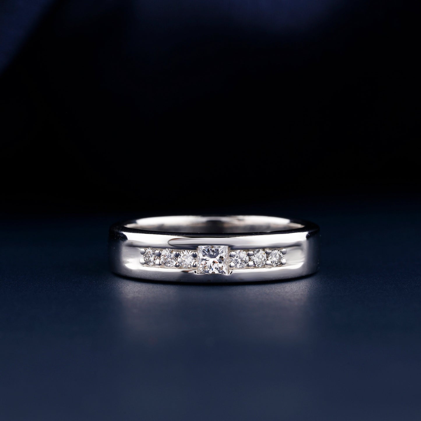 Princess Lab Grown Diamond Men’s Wedding Band In 14K White Gold