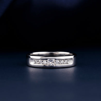 Princess Lab Grown Diamond Men’s Wedding Band In 14K White Gold