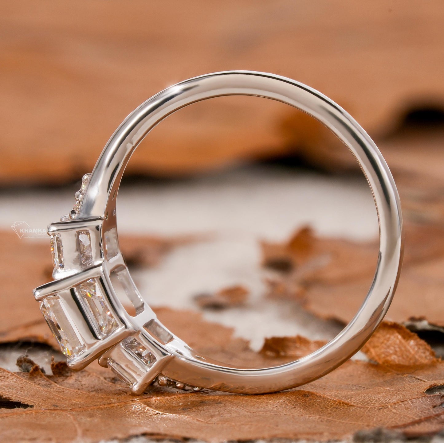 1.65TCW Emerald Cut Lab Diamond Trilogy Ring For Her