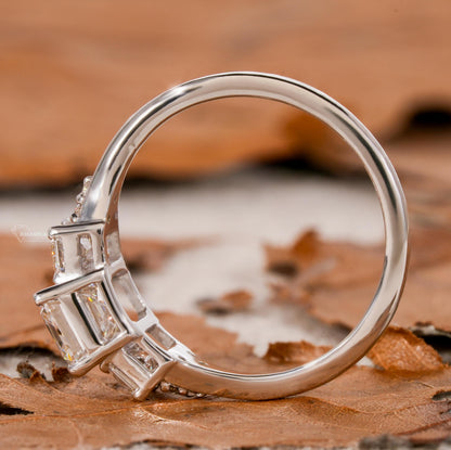 1.65TCW Emerald Cut Lab Diamond Trilogy Ring For Her