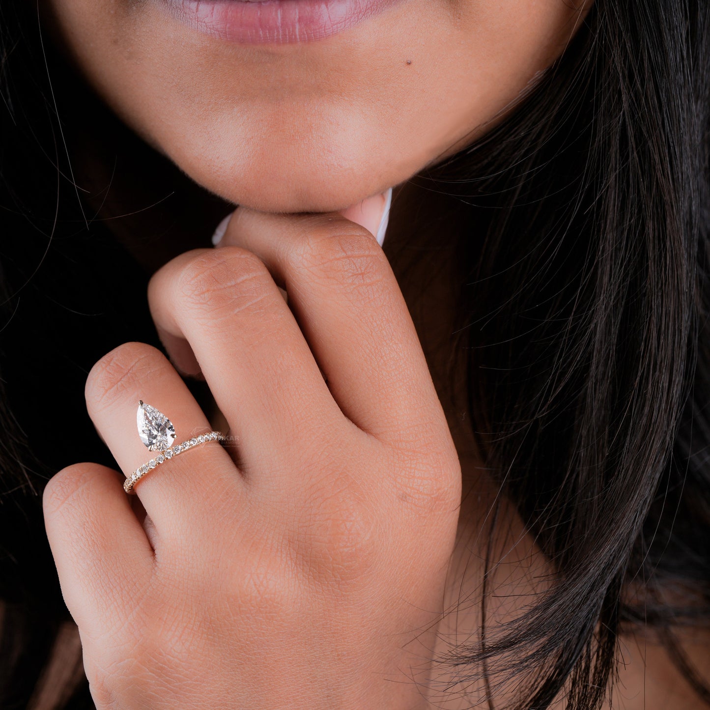 1CT Pear Cut Lab Grown Diamond Halo Engagement Ring For Gift