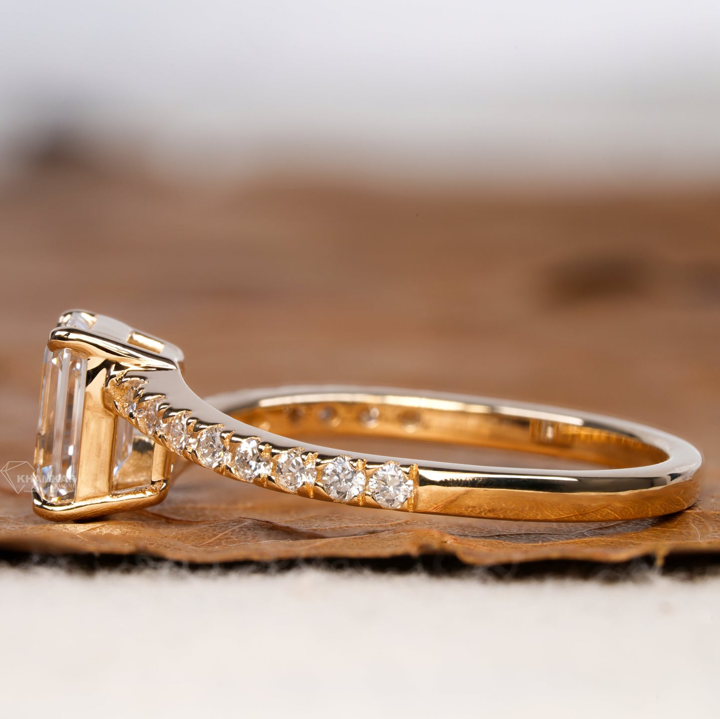 Emerald Cut 1CT Lab Grown Diamond Ring – Pave Claw Setting