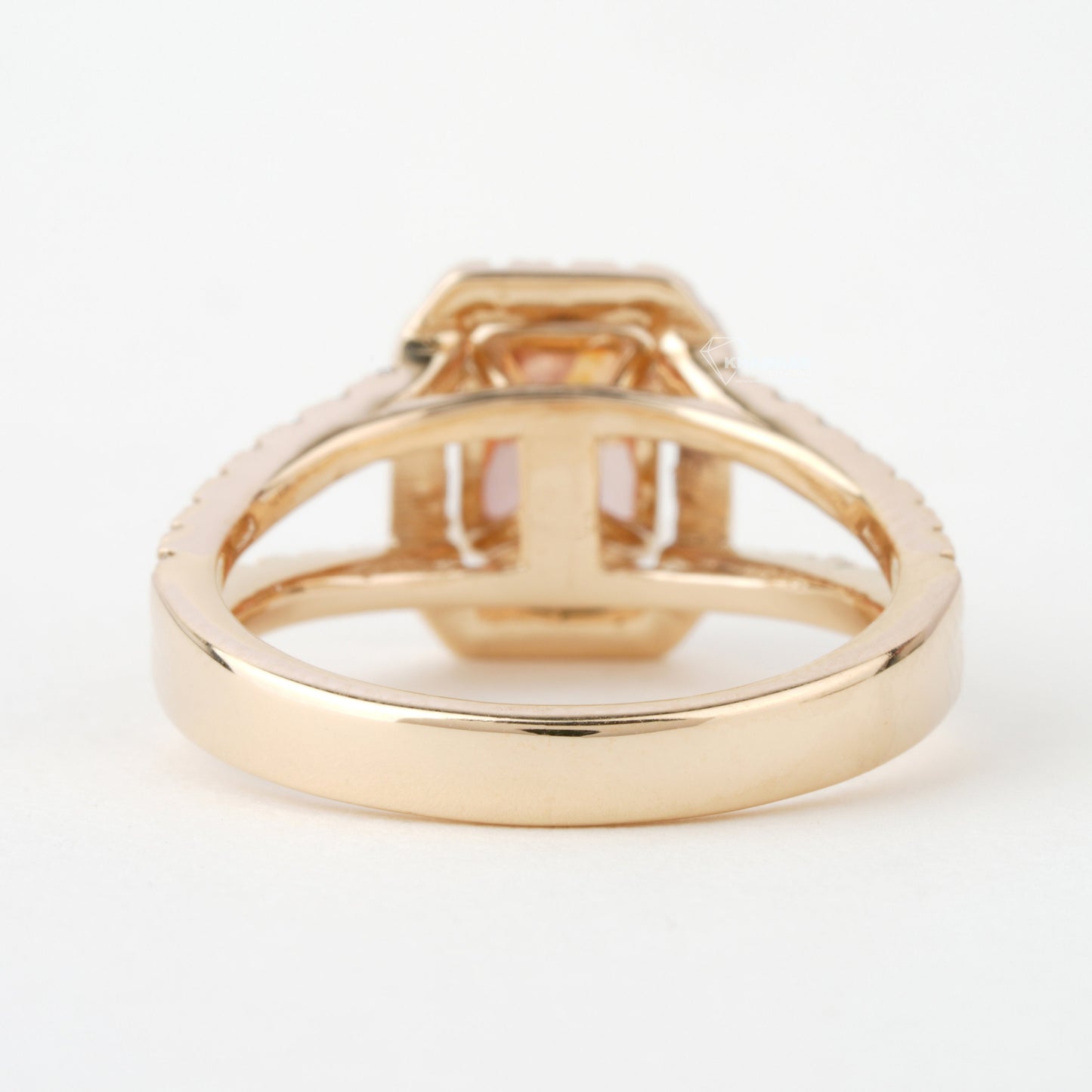 1 CT Orange Radiant Cut Lab Diamond Split Shank Engagement Ring