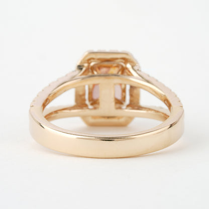 1 CT Orange Radiant Cut Lab Diamond Split Shank Engagement Ring
