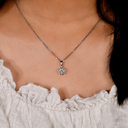 Star Shape Lab Diamond Pendant, Antique Cut Gold Cluster Necklace for Women
