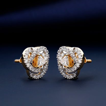 Trillion Cut Lab Diamond Halo Stud Earrings for Women