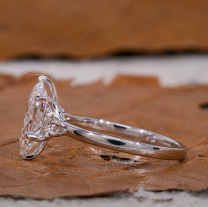 2CT Oval Three Stone Lab Grown Diamond Engagement Ring