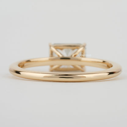 Olive Green Radiant Cut Lab Diamond Solitaire Engagement Ring for Her