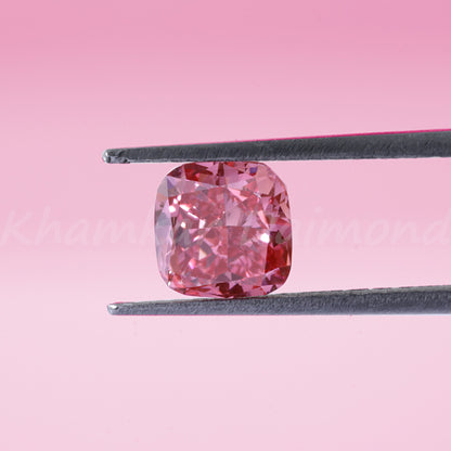 Cushion Pink Lab Grown Diamond CVD Diamond For Engagement Ring Cushion Diamond Halo Wedding Ring Fancy Vivid Pink Diamond Loose For Her