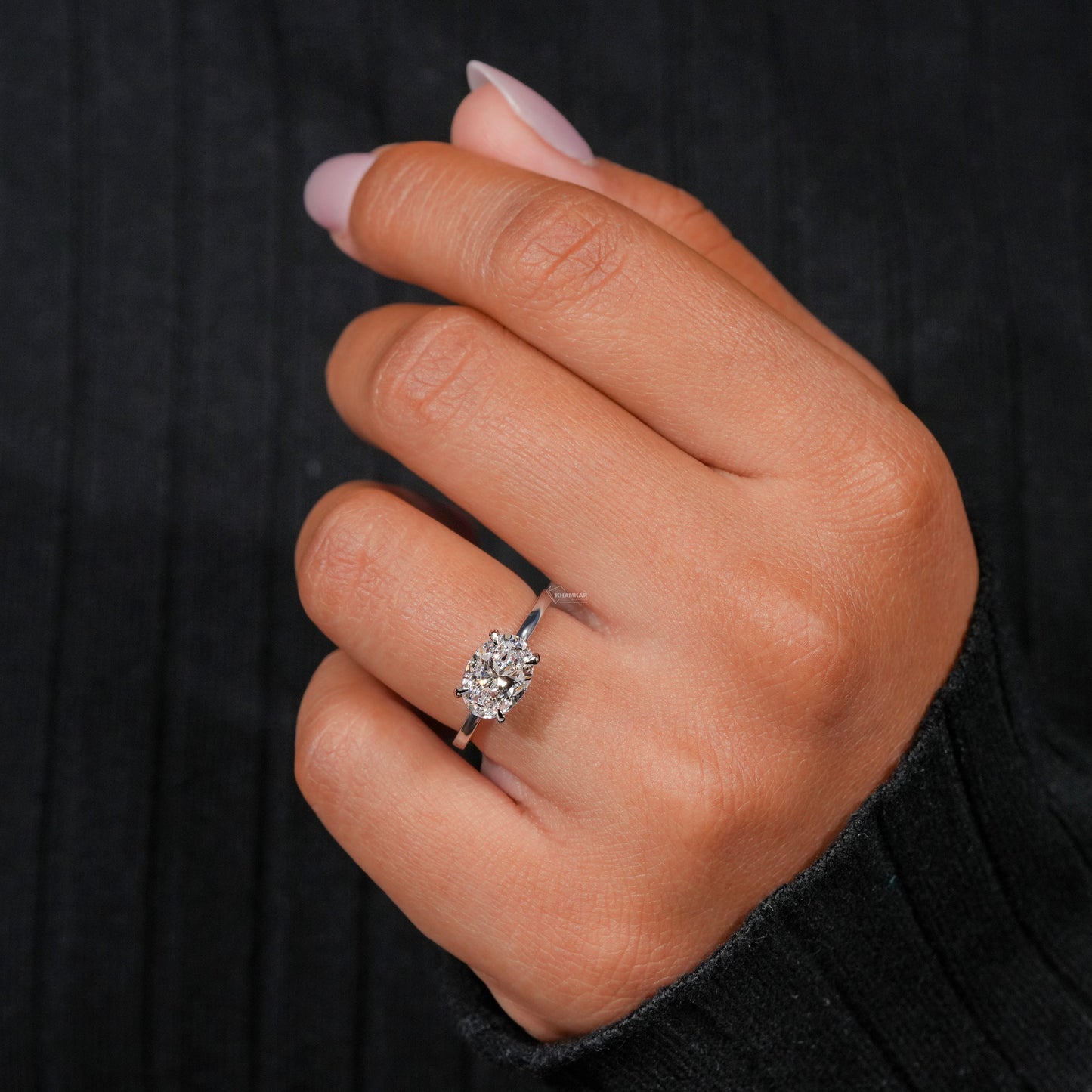 ast-West Oval Lab Grown Diamond Engagement Ring D