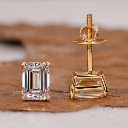 2.00 TCW Emerald Lab Diamond Solitaire Stud Earrings