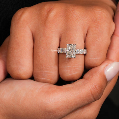 3.00 CT Radiant Cut Lab Grown Diamond Hidden Halo Engagement Ring