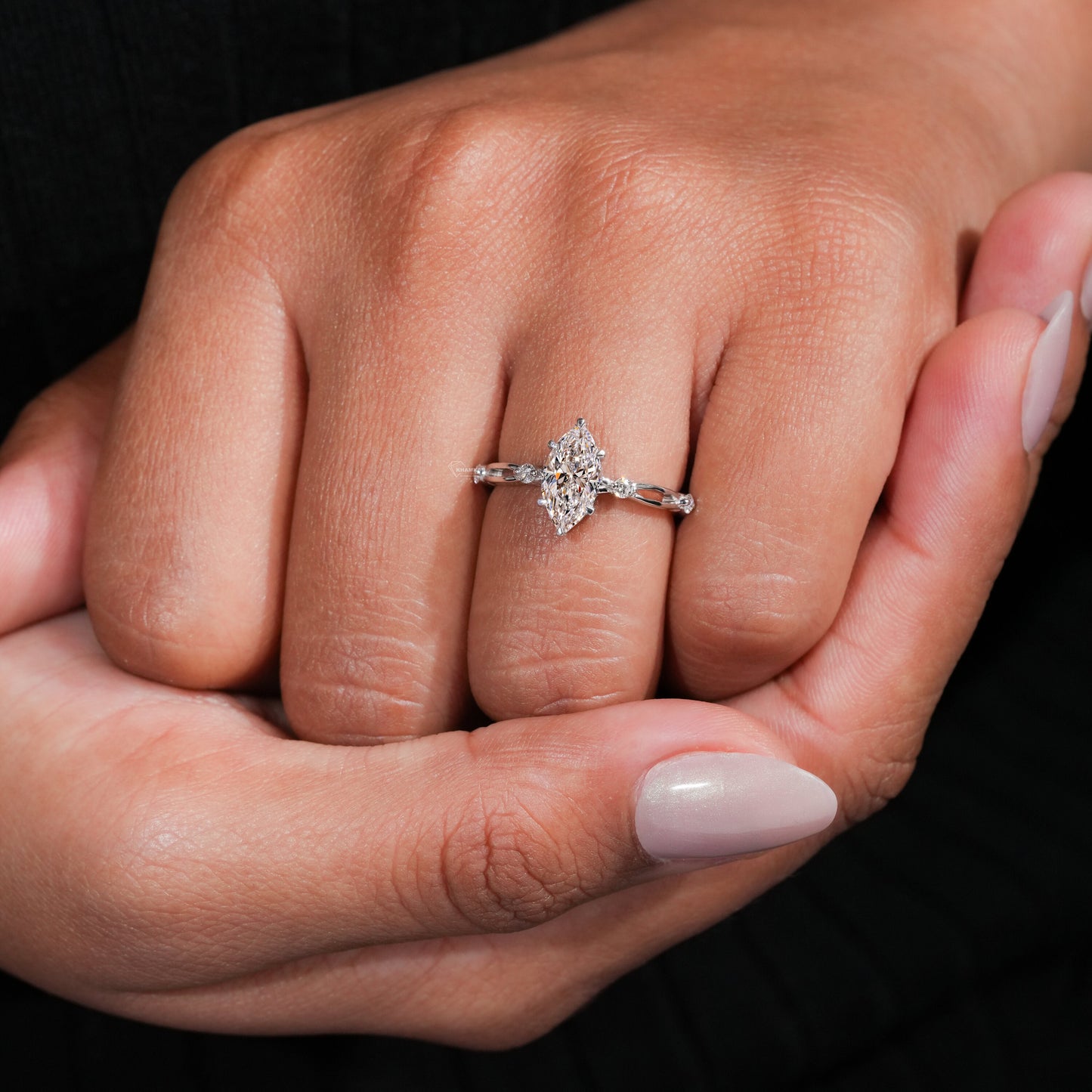 1.00 CT Marquise Lab-Grown Diamond Twisted Engagement Ring