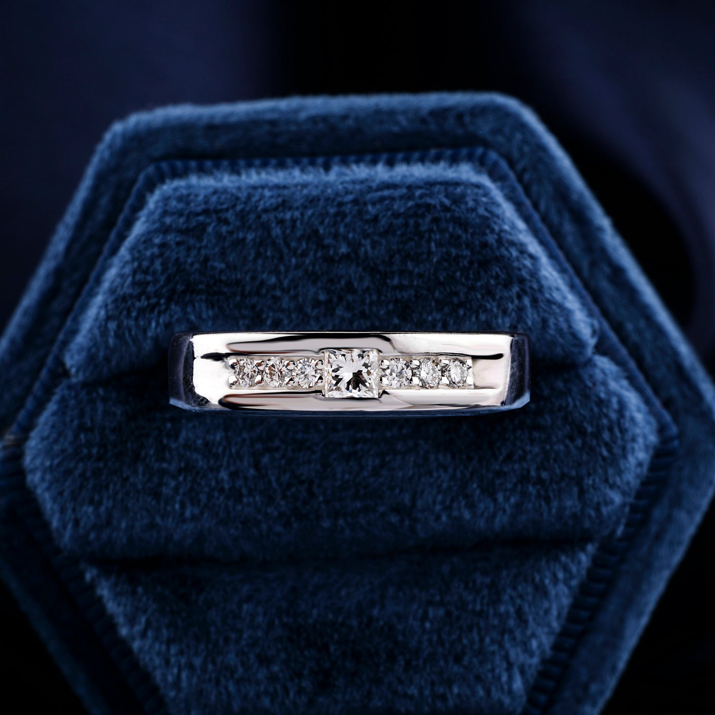 Princess Lab Grown Diamond Men’s Wedding Band In 14K White Gold