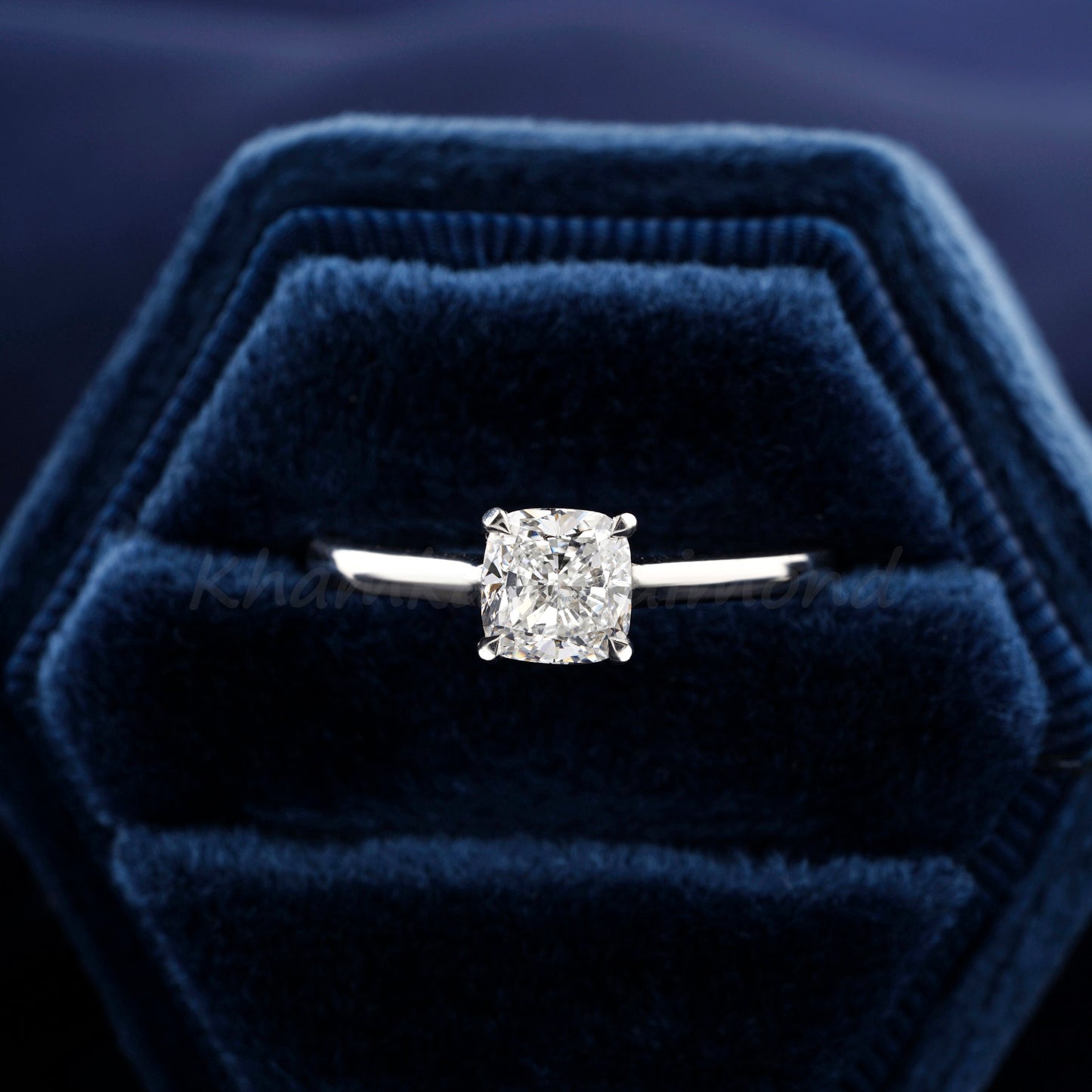 Cushion Cut Lab Diamond Solitaire Engagement Ring – Anniversary Gift for Her