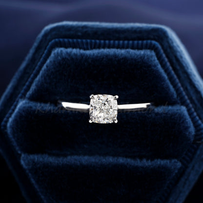 Cushion Cut Lab Diamond Solitaire Engagement Ring – Anniversary Gift for Her