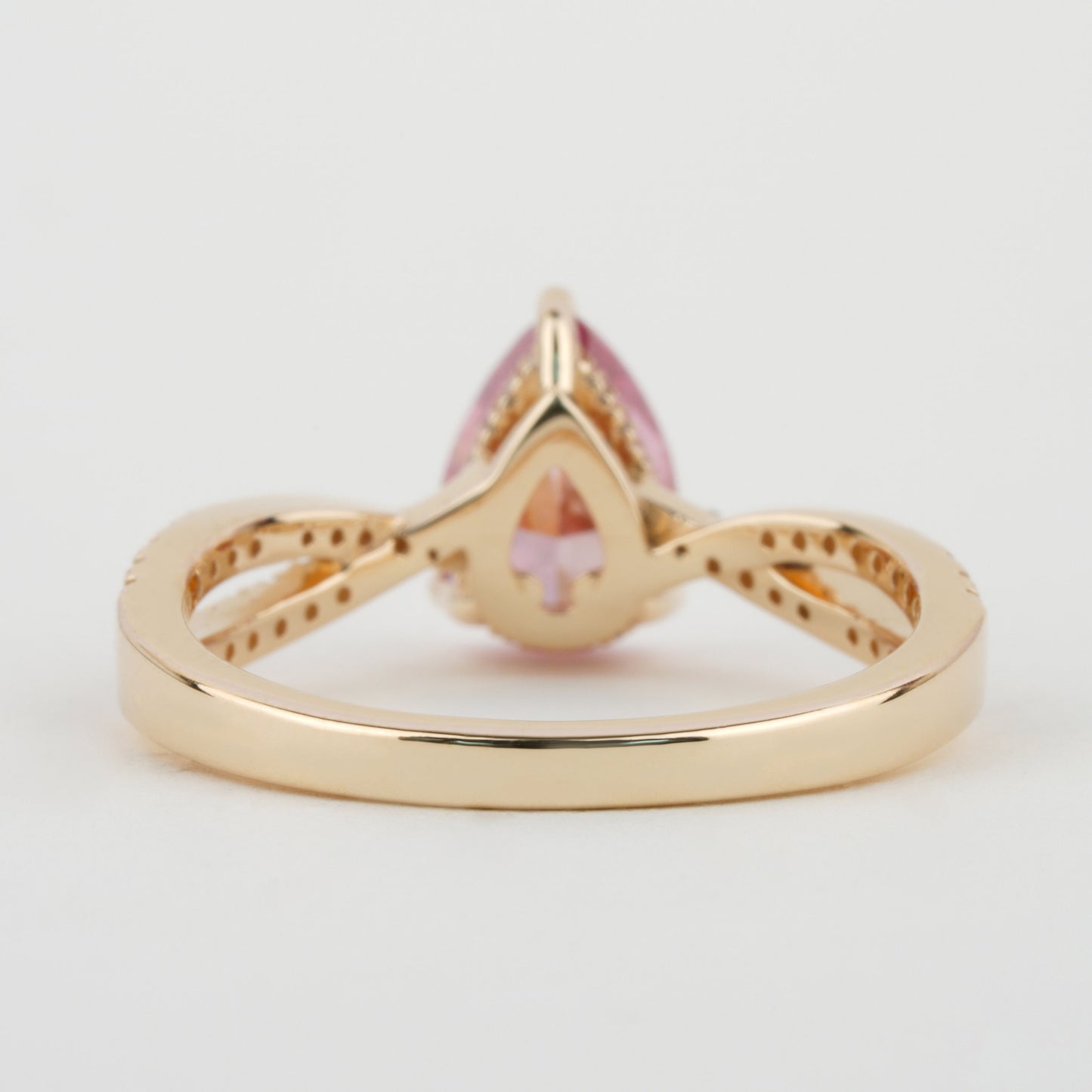 1.00 CT Vivid Pink Colored Pear Cut Lab Grown Diamond Engagement Ring Twisted shank Wedding Ring, Conflict Free Diamond Ring Gift For Her