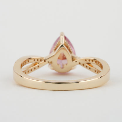 1.00 CT Vivid Pink Colored Pear Cut Lab Grown Diamond Engagement Ring Twisted shank Wedding Ring, Conflict Free Diamond Ring Gift For Her