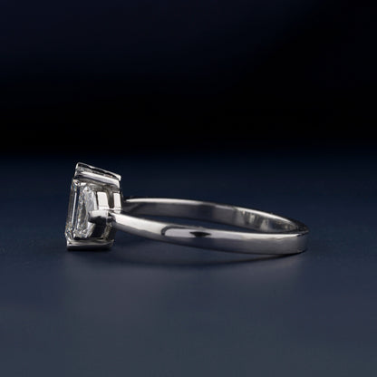 1Ct Emerald Lab Diamond Three Stone Engagement Ring