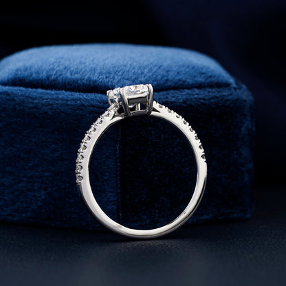 1CT Radiant Lab Diamond Halo Engagement Ring For Women