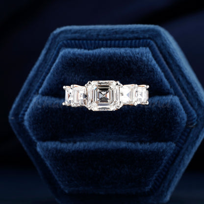 4.15 TCW Asscher Lab Diamond Engagement Ring, Wedding Anniversary Ring