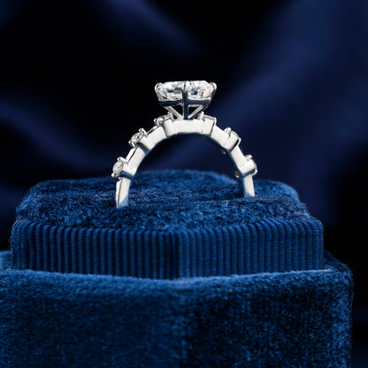 IGI Certified 1CT Radiant Cut Lab Diamond Pavé Engagement Ring