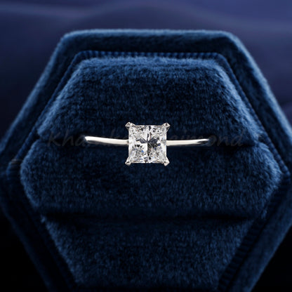 1 Ct Princess Cut Lab Diamond Ring, E/VS1 Solitaire Engagement Wedding Ring
