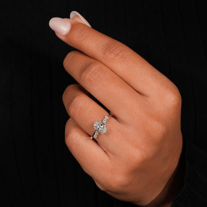 1.00 CT Oval Cut Lab Grown Diamond Platinum Ring with Marquise Side Stones