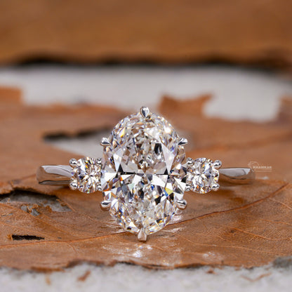 2CT Oval Three Stone Lab Grown Diamond Engagement Ring